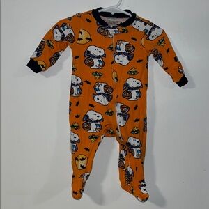 Snoopy Halloween Kids One Piece - Orange 3/6 Months 100% Cotton